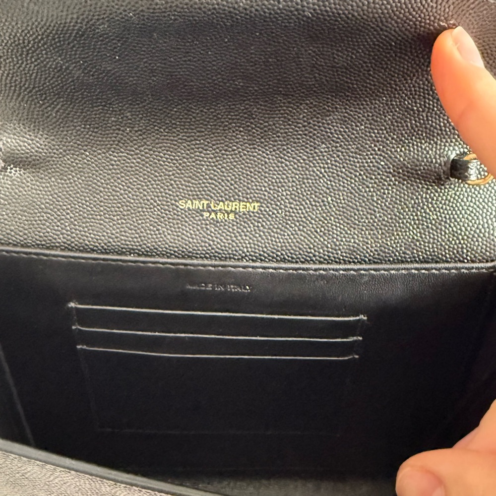 Saint Laurent Black and Gold Leather Clutch with YSL Emblem - Picture 7 of 8